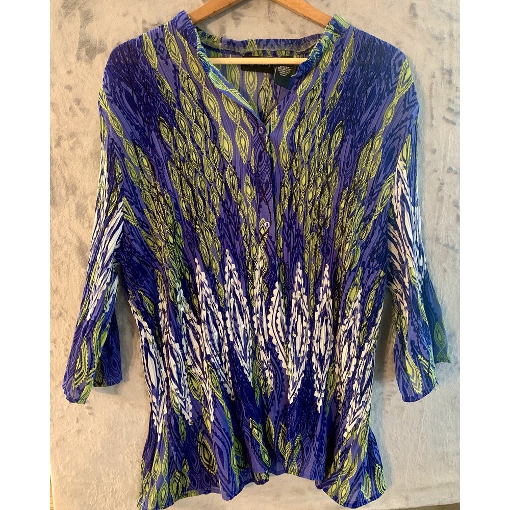 NEW Maggie Barnes Tunic Womens 2X Turquoise Artsy Cottage Core Plus‎ Size - Picture 2 of 16